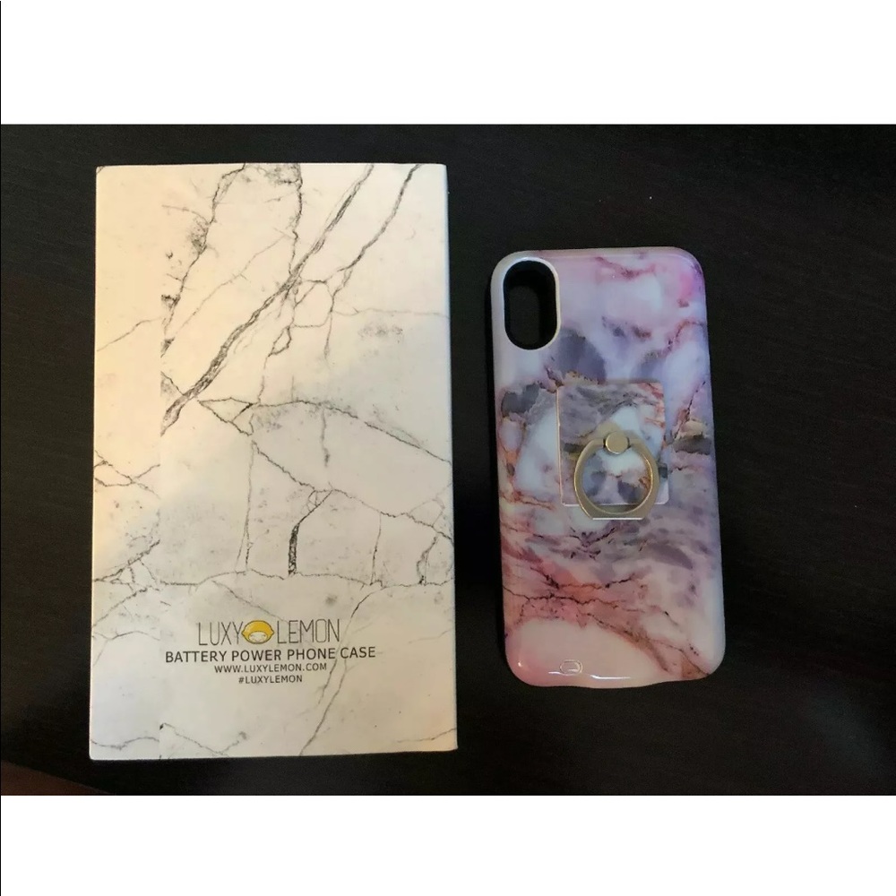 iPhone X marble phone case with ring socket